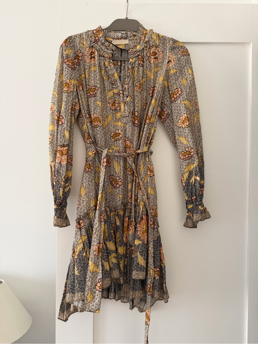 Ulla Johnson Floral Long-Sleeve Ruffle Tie-Waist Dress